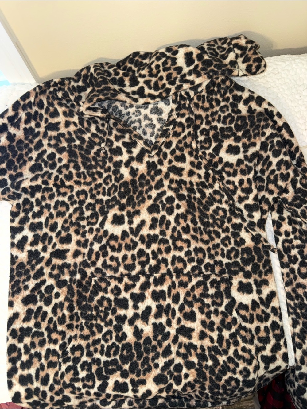 Girls' Leopard Print Hoodie Pullover - Brown/Black
